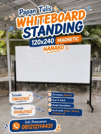Papan Tulis Whiteboard Hanako 120x240 Standing Magnetic