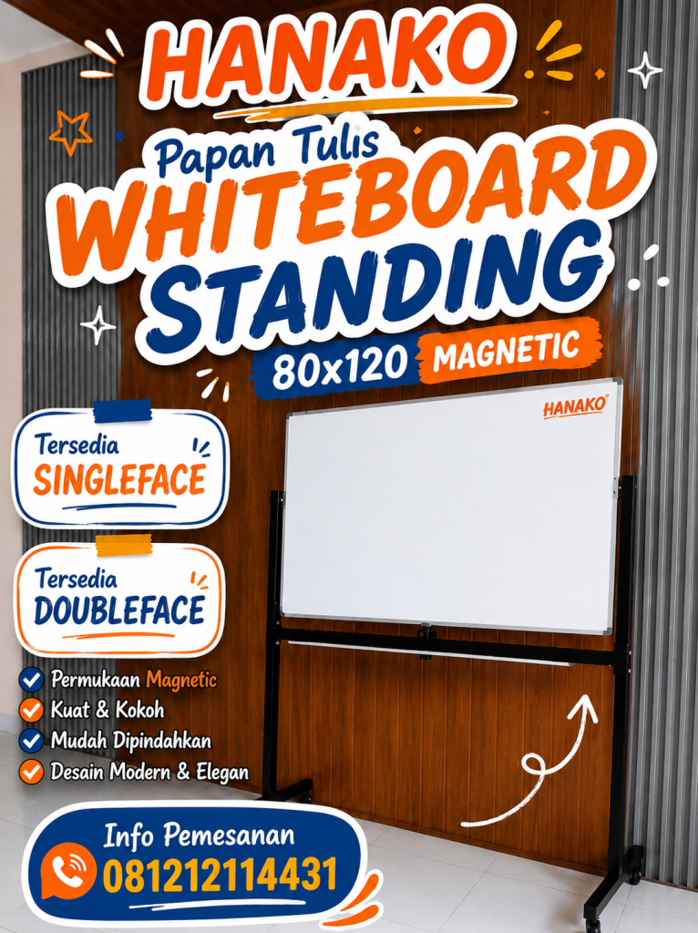 Papan Tulis Whiteboard Hanako 80x120 Standing Magnetic