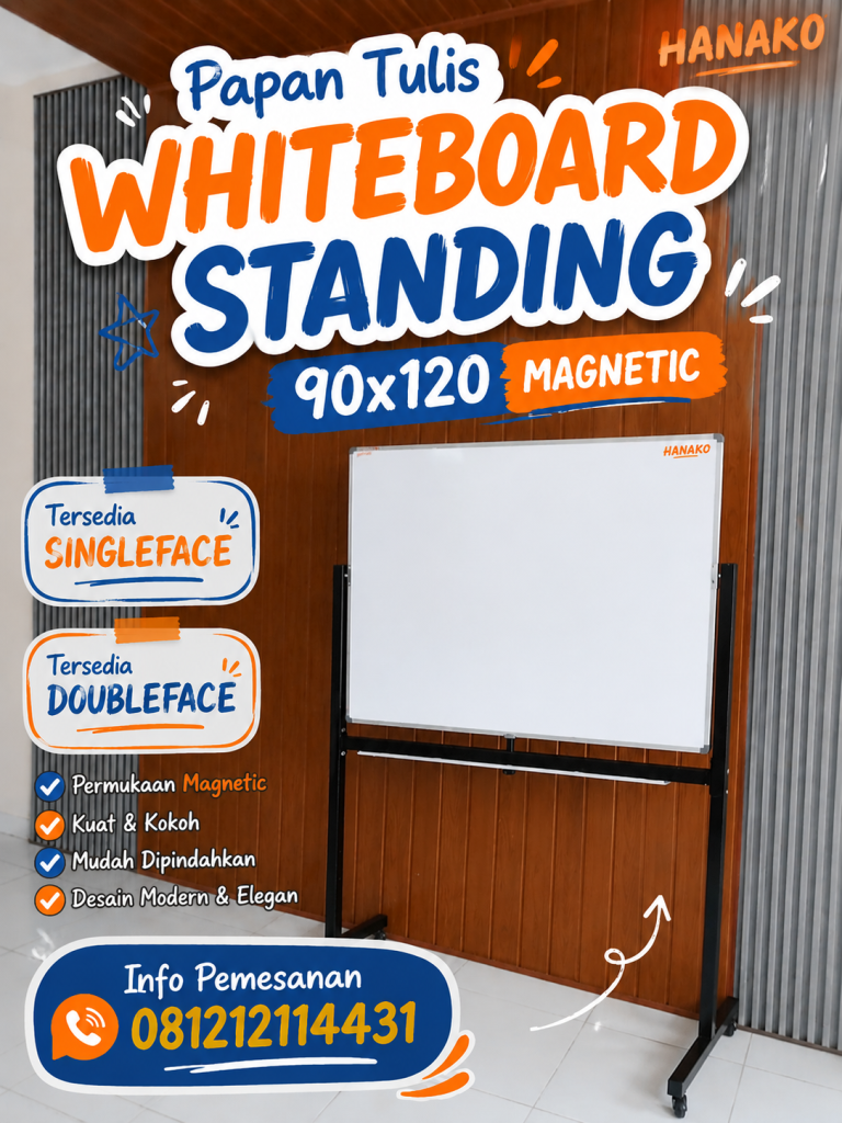 Papan Tulis Whiteboard Hanako 90x120 Standing Magnetic