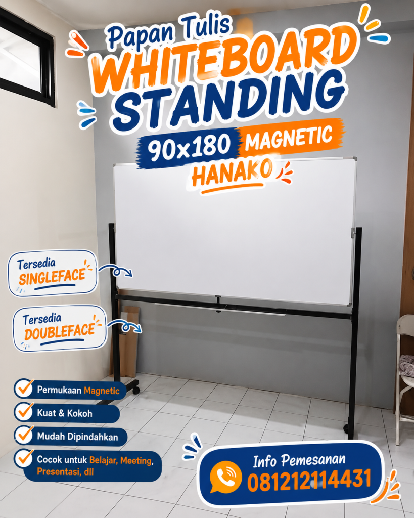 Papan Tulis Whiteboard Hanako 90x180 Standing Magnetic