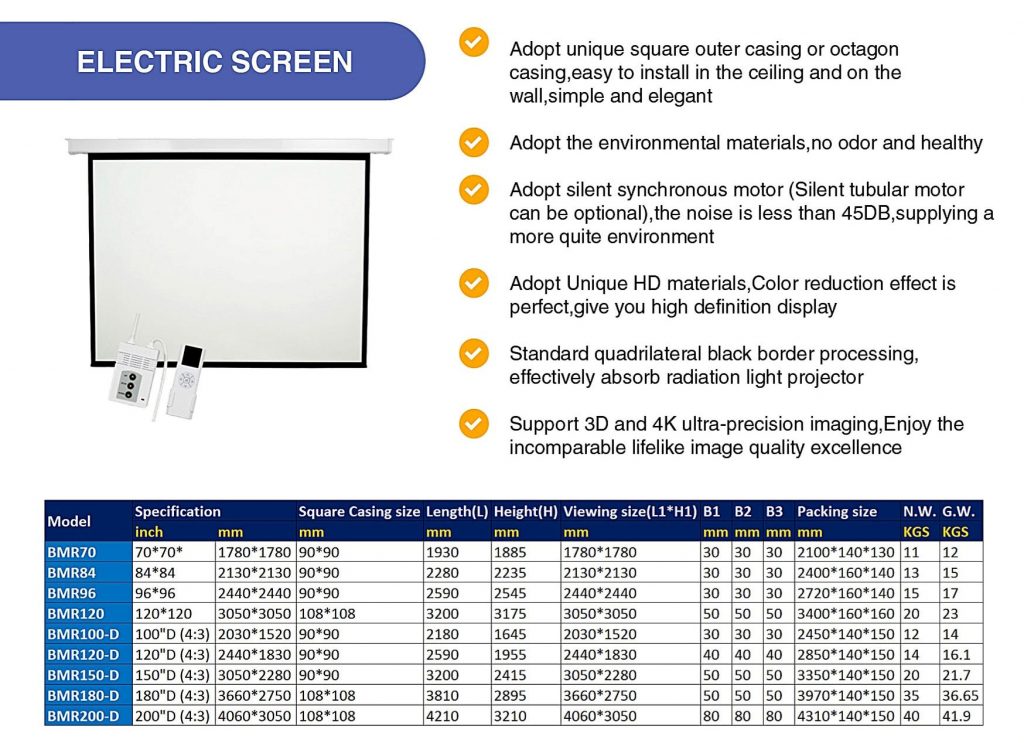 Layar Proyektor iBRIGHT Motorized Screen BMR84