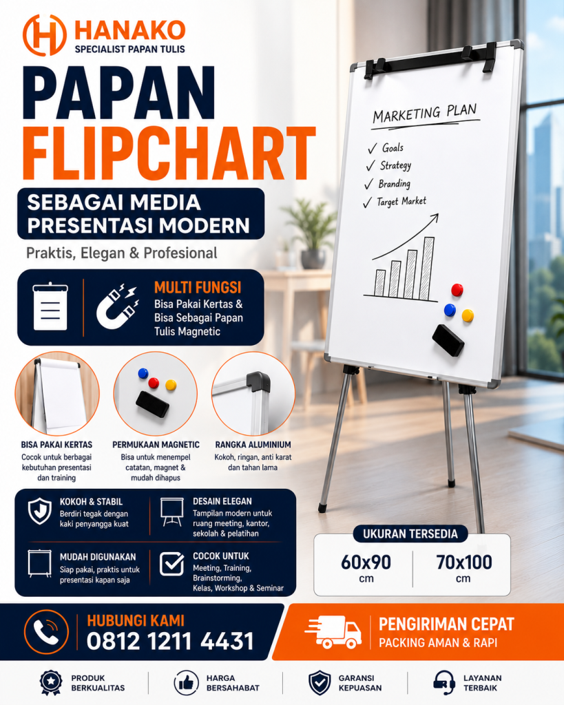 Papan Flipchart kaki 3 60x90 dan 70x100