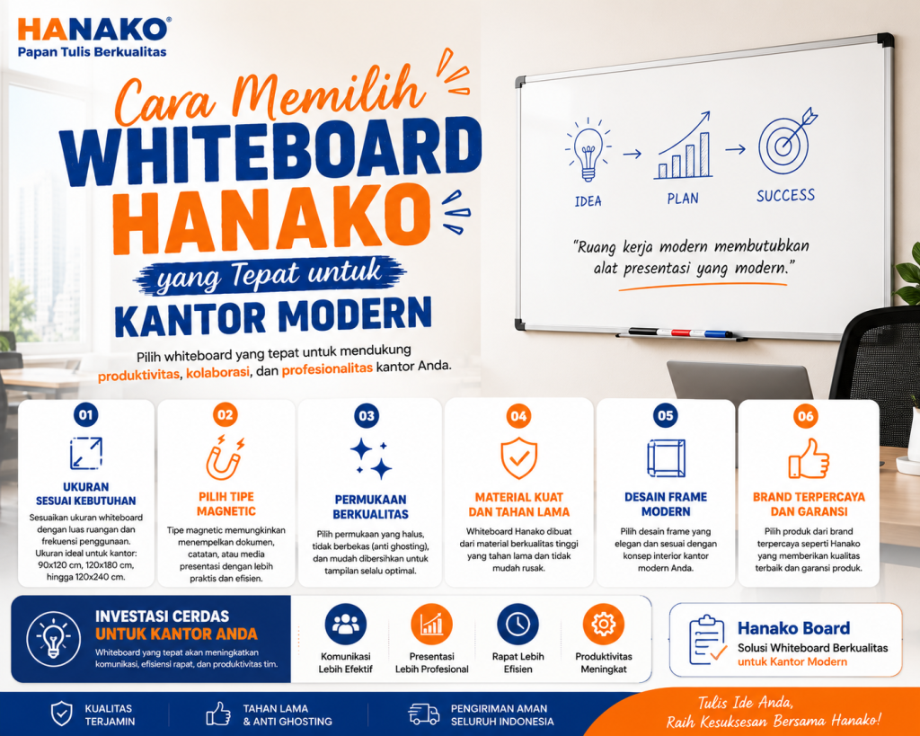 Cara Memilih Whiteboard Hanako yang Tepat untuk Kantor Modern